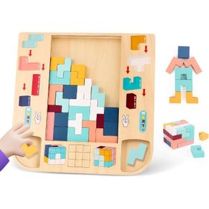 PUZZLE Tetris Tower Montessori Jouet Cerveau Jouet Bois T
