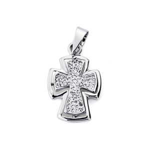 Pendentif Croix En Argent 925 Plaqué Or Avec Pierres Précieuses - Chaîne 40mm - Neuf Avec étiquette