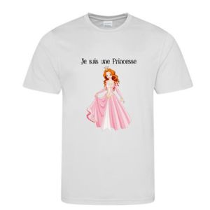 T-SHIRT T- shirt manches courtes Princesse enfant gris