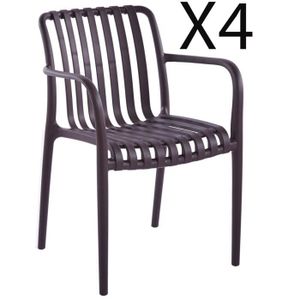 FAUTEUIL JARDIN  Lot de 4 fauteuils en polypropylène coloris tabac - Longueur 55,5 x profondeur 57,5 x hauteur 81 cm