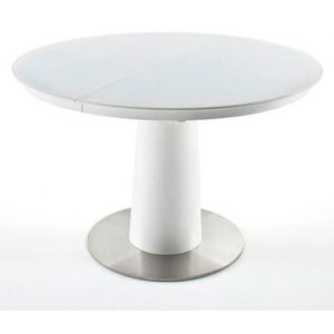 TABLE À MANGER SEULE Table à manger extensible ronde laqué blanc mat - 