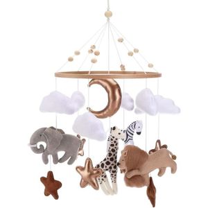 MOBILE Collazoey Lit bébé mobile, carillon mobile pour bébé animaux de la forêt, pendentif mobile pour bébé éléphant girafe lion nuage,223