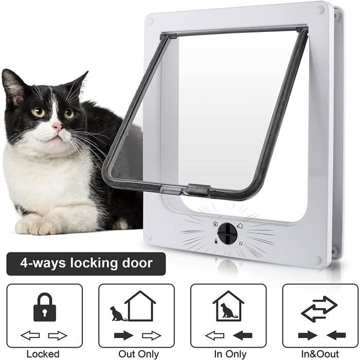 Chatière chatière 16 * 2 * 16cm, kit de porte pour chat et chien avec cadre  télescopique, installation facile (blanc) - Cdiscount Animalerie