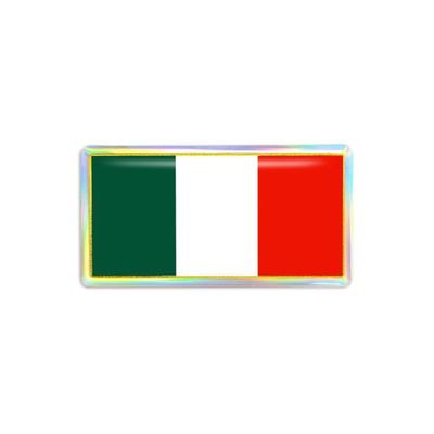 Autocollant Métal 3D Italie / Drapeau Italien - Environ 7x5.5 Cm, Adhésif, Neuf