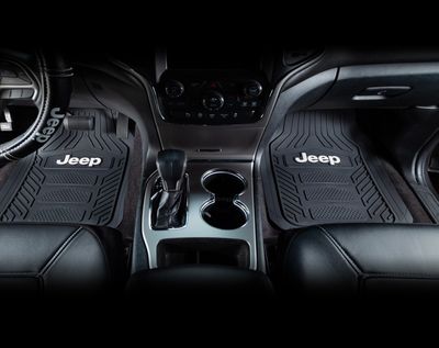 Tapis De Sol Caoutchouc Susy Shop Pour Jeep Renegade - Lot Avant/arrière 4 Pièces Avec Clips - Noir Antidérapant
