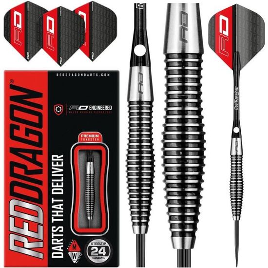 Jeu De 3 Fléchettes En Tungstène RED DRAGON Rifle – 21 G – Ailettes Hardcore Yin Yang – Tiges Nitro-Tech – Profil Conique Pour Meilleure Rotation