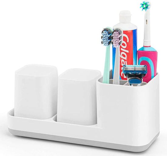 Porte-Brosse à Dents Rotatif - Support Avec Base Antidérapante - Pour 4-6 Brosses - Rangement Salle De Bain Compact