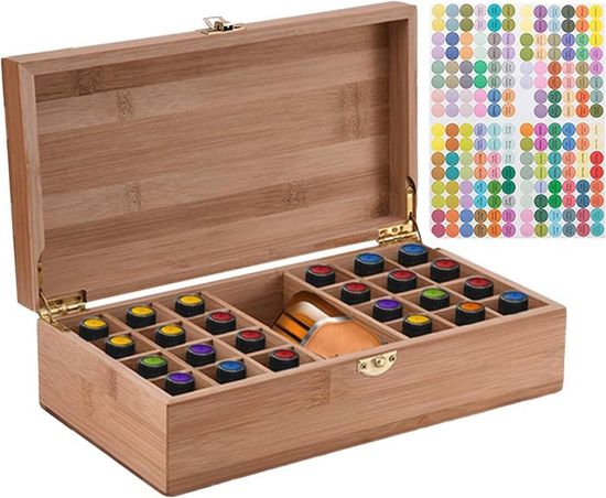 Boîte de Stockage Rangement en Bambou pour Huile Essentielle