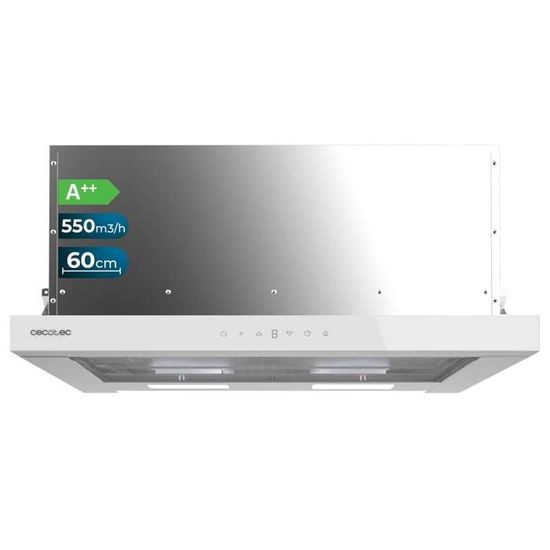 Hotte Aspirante Télescopique Cecotec Bolero Flux 60 Cm - Aspiration 415 M³/h - Classe A+++ - Moteur DC - SS Touch Control - Filtres Aluminium Et Charbon Inclus