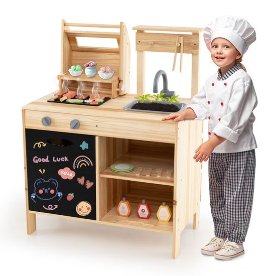 Machine à Expresso En Bois Pour Enfants – Jeu De Cuisine Réaliste Avec 15 Accessoires – Jouet Éducatif Barista Pour Filles Et Garçons Dès 3 Ans (Noir)