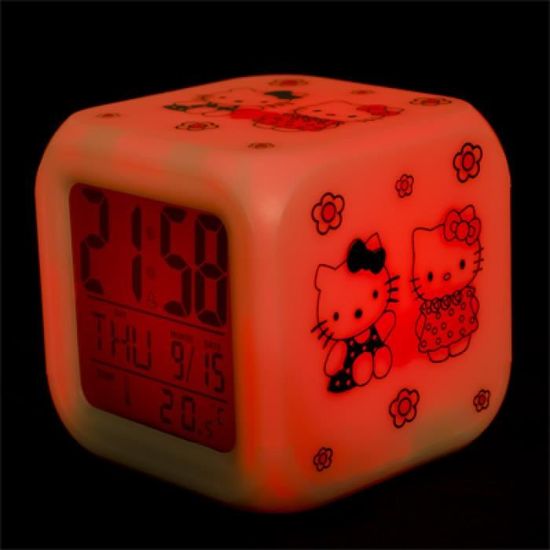 Réveil Lumineux Hello Kitty Officiel - Affichage Heure/Date/Température | Alarme Programmable Et LED Douce