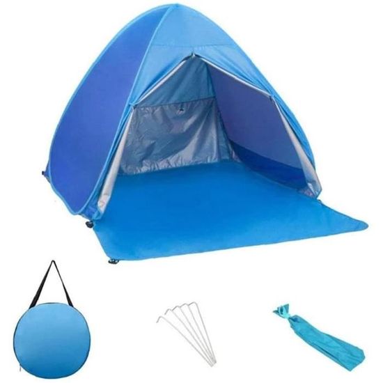 Tente De Plage Pop-up – Protection UV UPF 50+, Pour 3-4 Personnes, Dépliage Instantané, Anti-mouches, Compacte