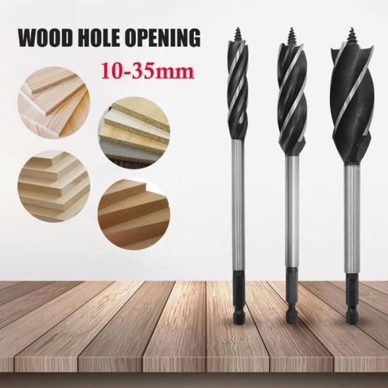 6Pcs Foret A Bois, Mèche A Bois 230mm, Forets Bois Hexagonal, Acier Au Carbone Forets Diamètre 6