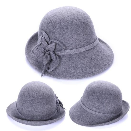 ZLYC 1920 Vintage Chapeau Cloche En Laine Fleur Chapeaux Melon Pour Femme Fleur De Paon Bleu