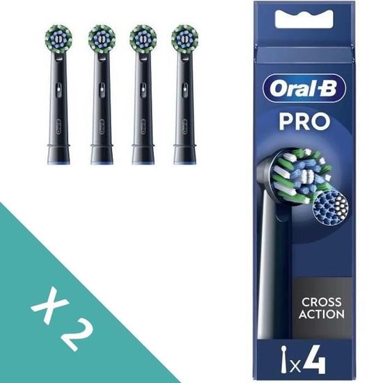 Lot De 8 Brossettes Oral-B Cross Action – Pour Brosses électriques Braun Et Oral-B, Blanc
