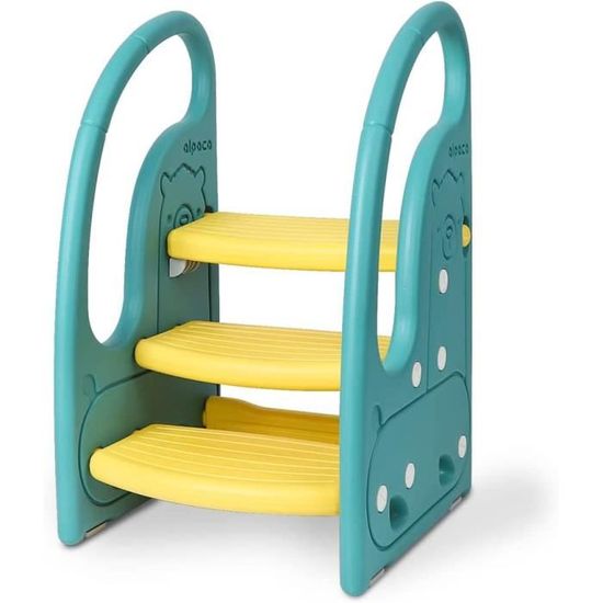 Tabouret Marchepied Pliable Pour Enfants - 2 Marches En Bois, Design Moderne