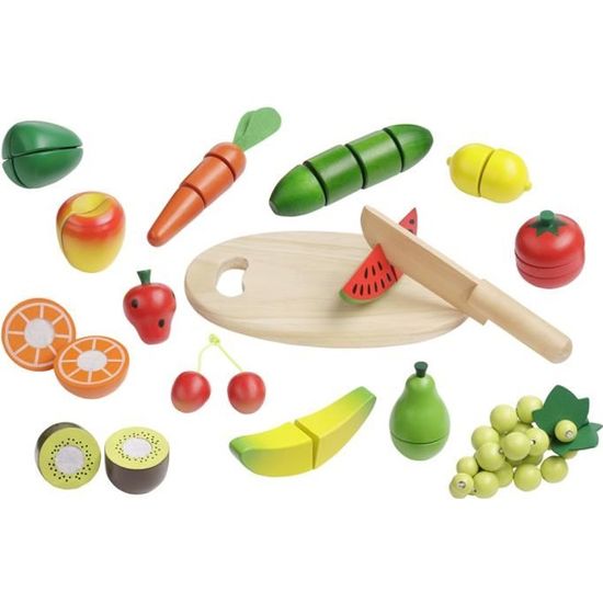 Jeu de fruits et légumes en bois pour la coupe - HOWA - 4867 - 16 pièces