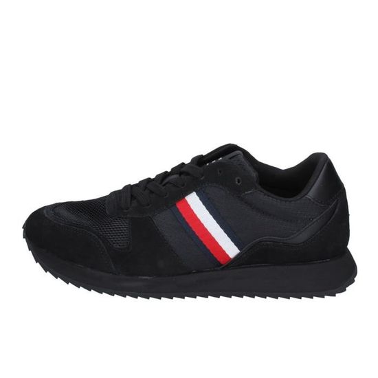 TOMMY HILFIGER Baskets Sneakers Homme Noir Daim EY78 Noir