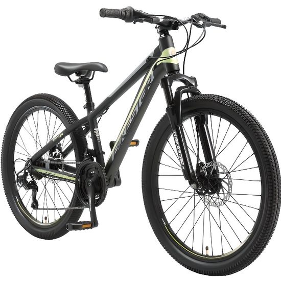 VTT enfant 24 pouces 9 ans 21 vitesses Shimano frein à disque Hardtail noir gris BIKESTAR