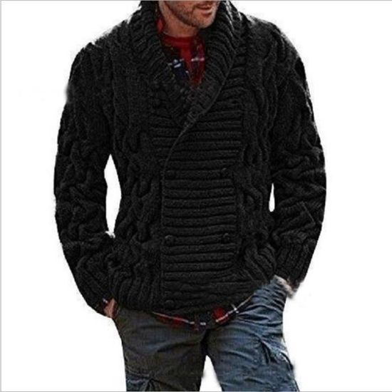 Jinsha Cardigan Homme Tricoté Maille Épais Doublé Polaire - Manteau Chaud Automne Hiver Avec Capuche