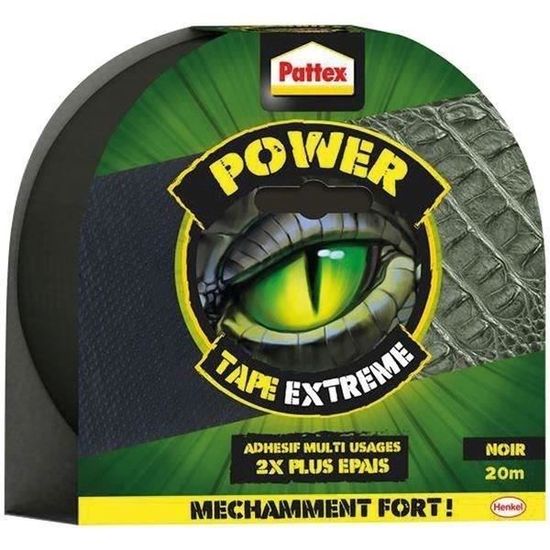 Ruban Adhésif Extra-fort Pattex Power Tape - Noir, 50 Mm X 5 M - Résistant Eau & Températures - Découpable à La Main