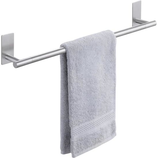 Porte-serviettes Adhésif KES 75cm - Acier Inox SUS304 Noir, Support 3kg, Sans Perçage