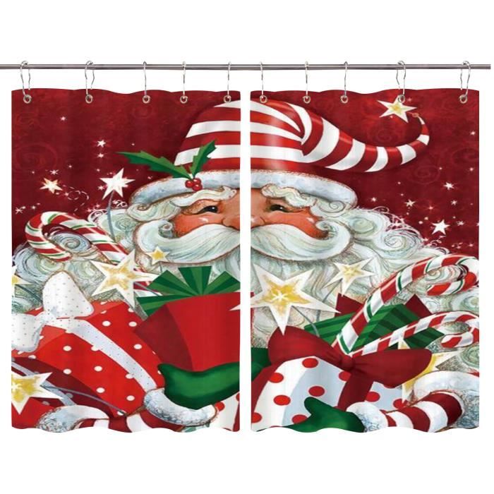 Rideaux De Cuisine Noël Demi Rideaux Courts Motif Renne Rouge - 142x42 Cm