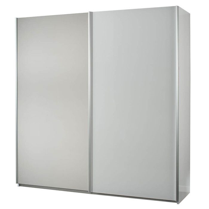 IZIA BLANCHE - Armoire 2 Portes Coulissantes avec Miroir