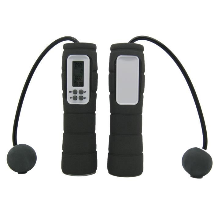 Numérique LCD Sans Fil Corde À Sauter Saut Compteur De Calories Minuterie pour Intérieur Extérieur Sans Batterie (Noir)