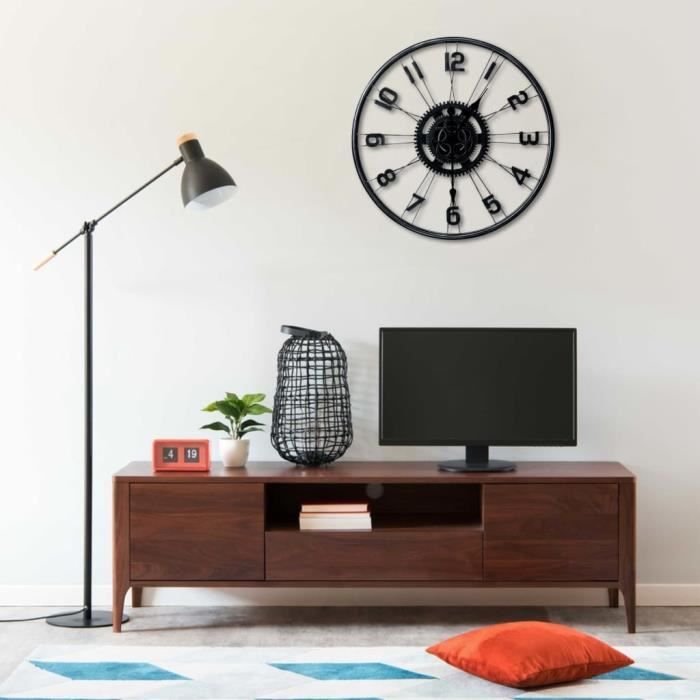 COCO Horloge murale Noir 60 cm Métal