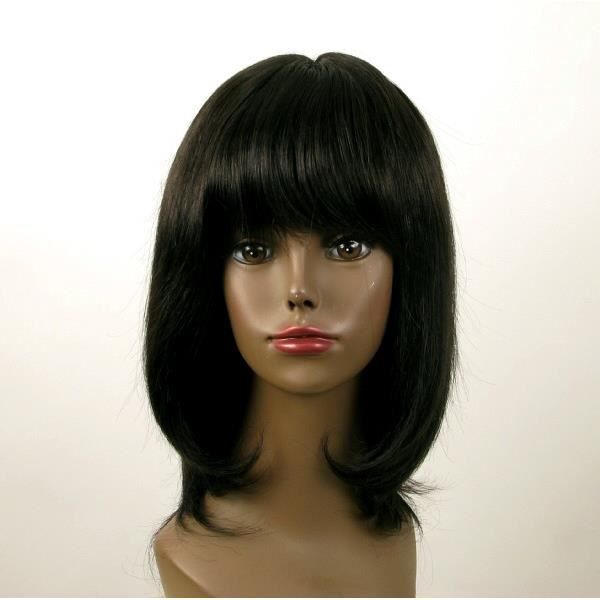 Perruque femme afro mi longue noir ISA 01 1B