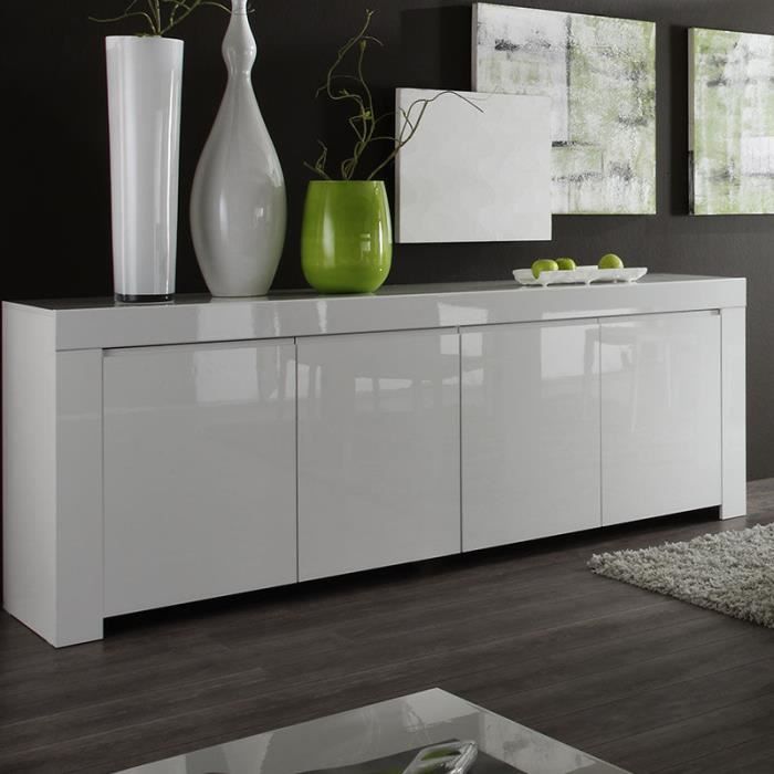 Bahut design blanc laqué TRIPOLI 210 cm