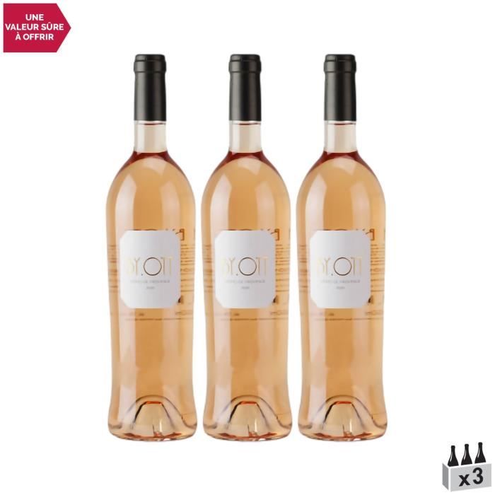 By OTT Côtes de Provence Rosé 2020 - Lot de 3x75cl - Domaines OTT - Vin AOC Rosé de Provence - Cépages Cinsault, Grenache, Syrah