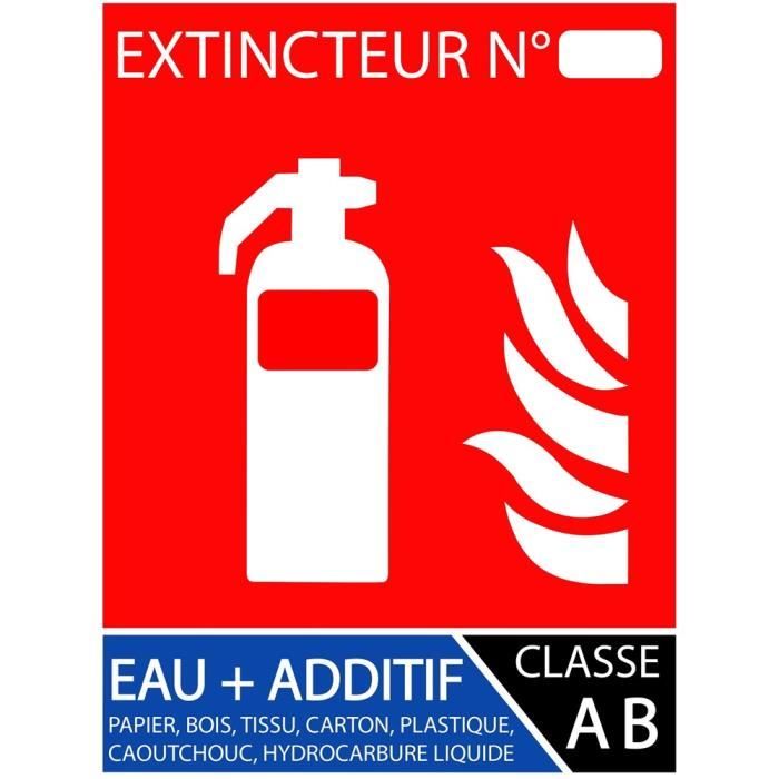 Panneau extincteur eau pulvérisée additif 100x150 mm - Materiel Incendie