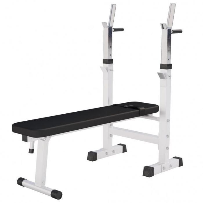 Banc de musculation avec support de barre - BLANC