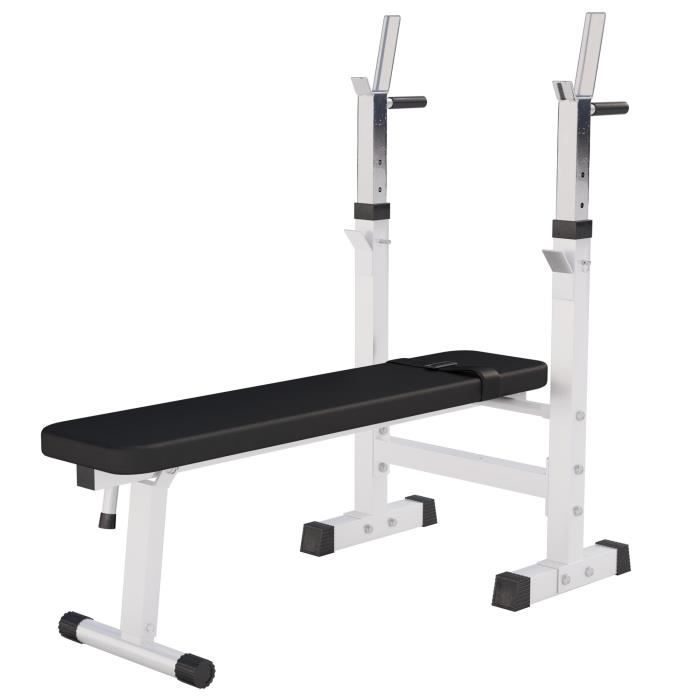 Banc de musculation avec support de barre - BLANC