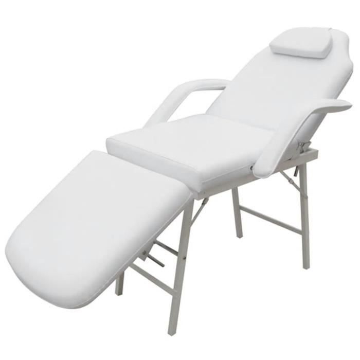 Fauteuil de massage pour traitement facial Simili-cuir 76 x 65 x 24 cm Blanc