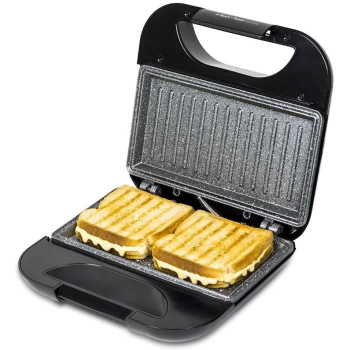 Cecotec Rock'n Toast Sandwich Squared, Grill avec revêtement anti-adhérent, Capacité pour 2 sandwichs, Surface Grill, Poignée qui...