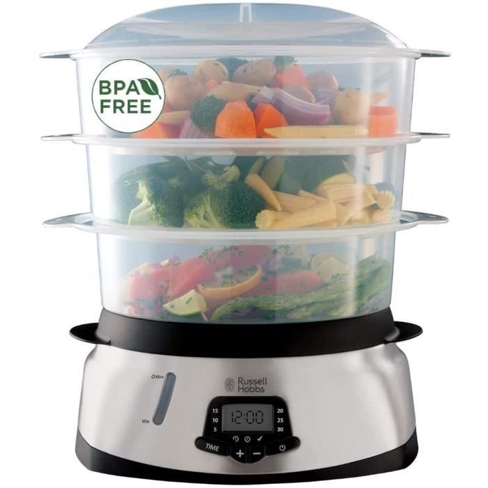 Russell Hobbs Cuiseur Vapeur 10,5L, Digital, Programmable, Cuisson Légumes, Riz, Œufs, Compatible Lave-Vaisselle - 23560-56 Maxicook