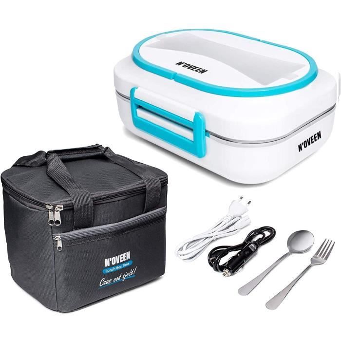 N'OVEEN Lunch Box Electrique LB520 Chauffe-Plat Isotherme Lunchbox Plaque Chauffante de 1 Litre de Capacité - 230V + 12V (Auto) - Fo