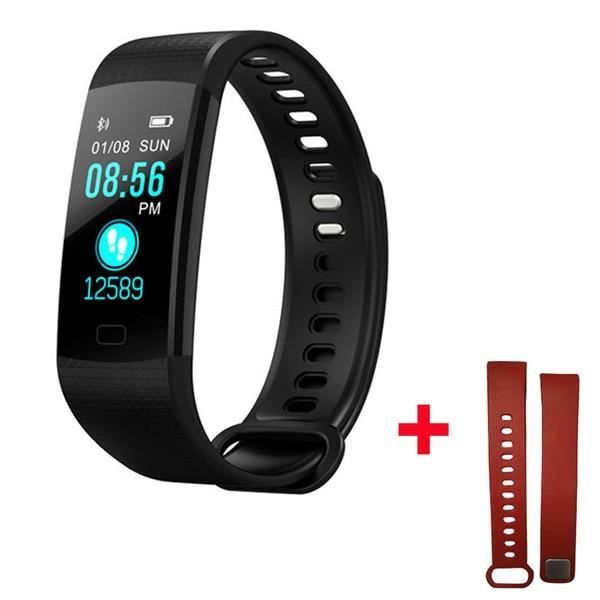 Pas cher couleur montre APP GPS Smartwatch adapté pour Apple Xiao mi Samsung PK mi bande 4-IWO 8 - Type with Rouge strap