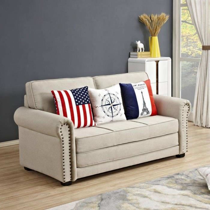 Canapé droit Beige Tissu Moderne Confort