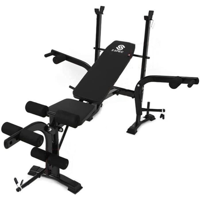 BANC DE MUSCULATION KirinSport Banc de Musculation avec Support de Bar Pliable Reacuteglable Ajustable dappartement Support de B124