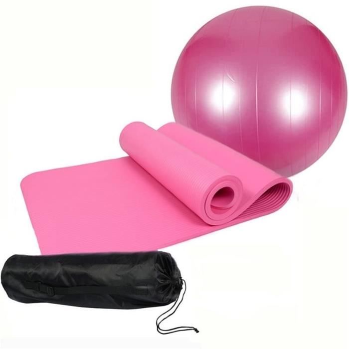 tapis QUBABOBO Kit-Set de Yoga y Compris Tapis de Yoga-Pilates Antidérapant Epais de 10mm + 65cm-75cm Yoga Ball+ Sac de T419