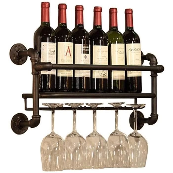 Porte-vin support de mur meacutetal -Porte-vin de vin suspendu -Porte-bouteille Vintage -Porte-vin mural rustique -Tableau murale A
