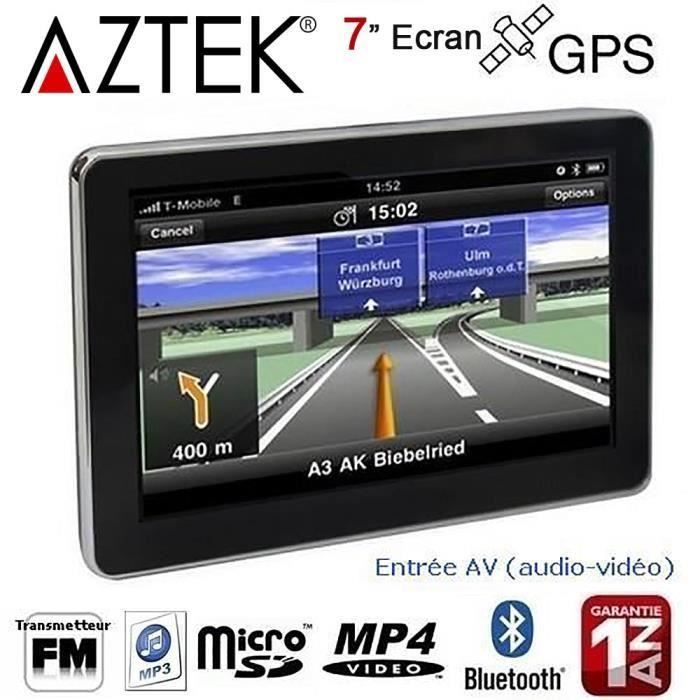 AZTEK® GPS AUTO 7 Pouces 4GO Bluetooth Transmetteur FM Vocal