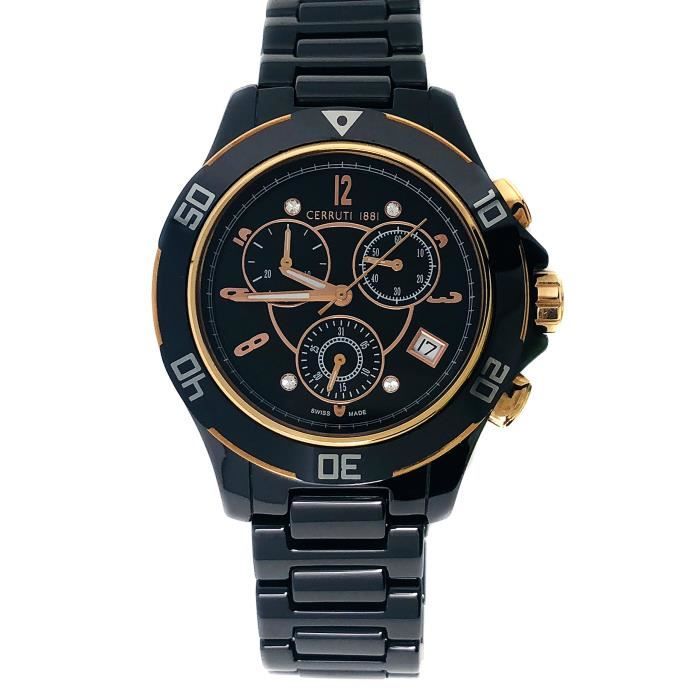 Cerruti 1881 Diamant Crwm033z281r montre femme 36 mm Noir High Tech en céramique Rose doré