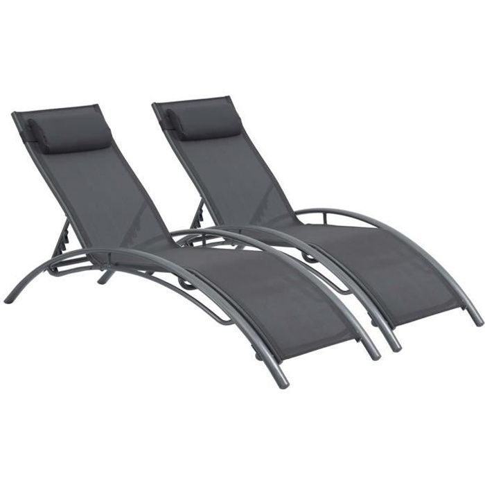 Bain de soleil en aluminium -Beauty- - Phoenix - Gris foncé / Argenté - Lot de 2