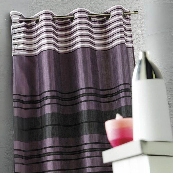 Rideau Shantung rayure chenille Prune 140 x 260 cm