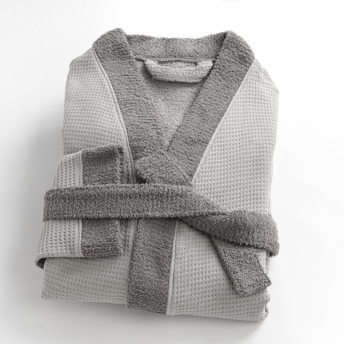 LINANDELLE - Peignoir coton double face nid d'éponge CLARA - Gris clair - Adulte Femme - 2XL